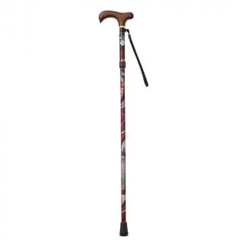 KINDCARE 素敵なステッキ 伸縮折りたたみ エンジ幾何学 CH231145