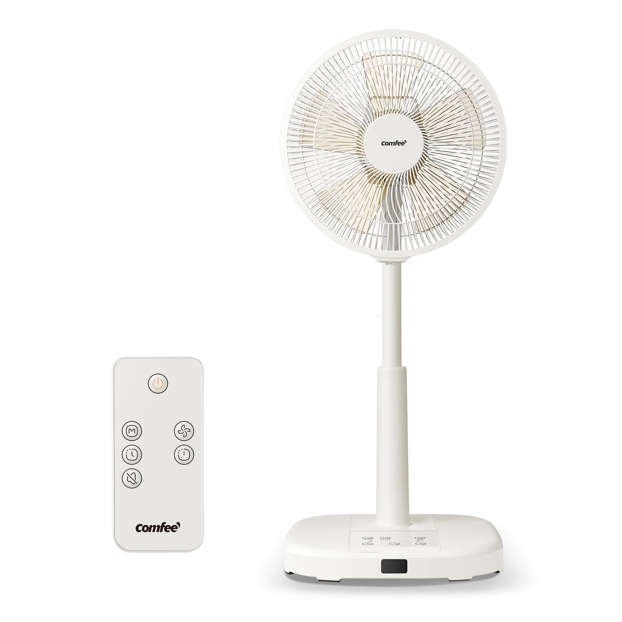 COMFEE 扇風機 リビング ACモーター 静音 リモコン付き 左右自動首振り 上下角度調節 風量3段階調節 1~7h タイマー機能 強力送風 省エネ 小型 コンパクト 洗える 5枚羽根 軽量 ベ