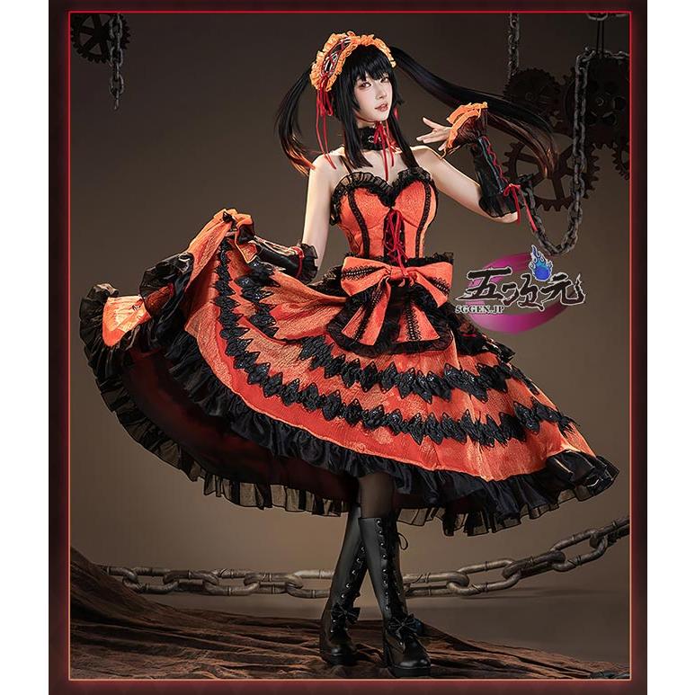 【SNS大人気】　デート・ア・ライブ コスプレ　時崎狂三　衣装 　ウィッグ　鞋　追加可