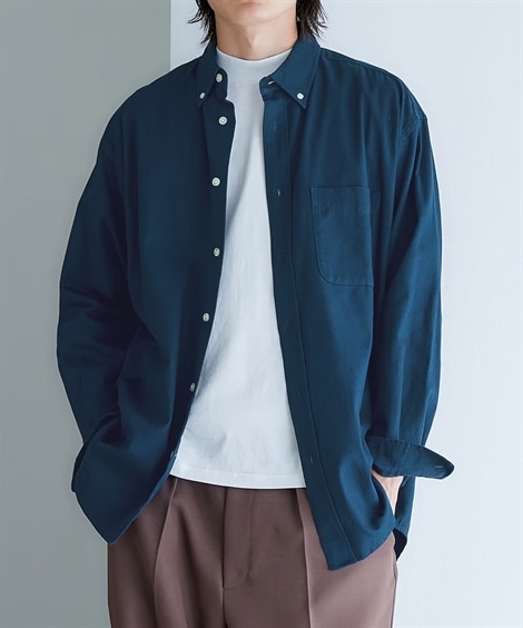 長袖シャツ 綿１００％ツイルオーバーサイズ長袖シャツ