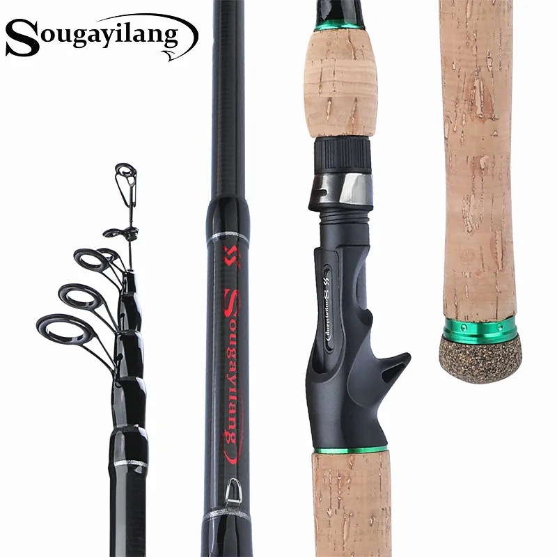 Sougayilang-伸縮式スピニングフィッシングロッド,カーボンファイバーアクセサリー,1.8m,2.1m,2.4m,2.7m