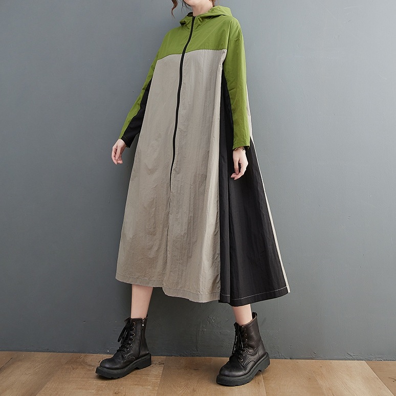 【韓国の人気爆発】 配色切り替えフード付き長袖UV カット