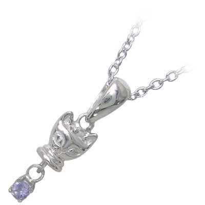 幸せを招く猫モチーフ ( 12月誕生石 ) シルバー タンザナイトペンダントネックレス楽ギフ_包装