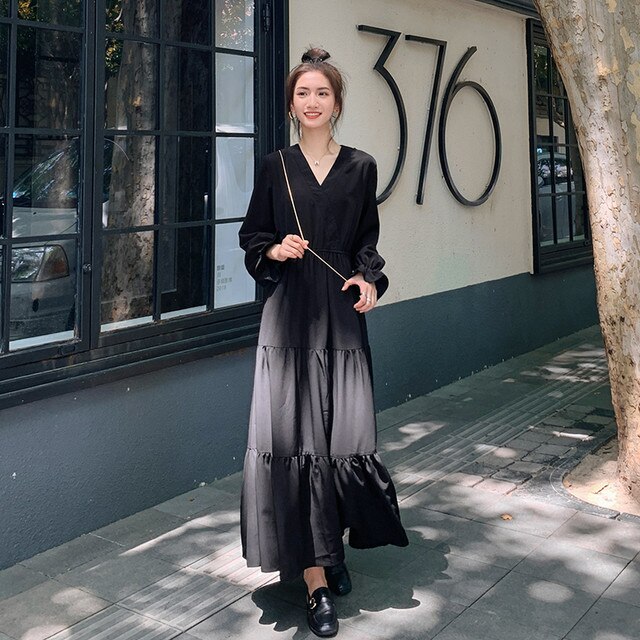 本店は レディース ワンピース フレアワンピース ロング ロング丈 袖あり 長袖 ワイド フリル かわいい 長袖ロング マキシ丈ワンピ サイズ S Www Pulse Orange Cm