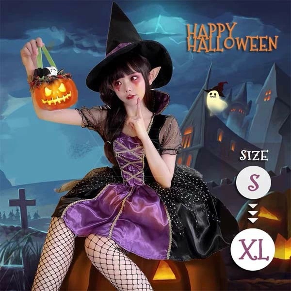 ハロウィン コスチューム レディース 魔女 ウィッチ 魔法使い 吸血鬼 バンパイア 妖精 ワンピース コスプレ衣装 可愛い 大人 舞台 衣装 仮装 変装 イベント パーティー 文化祭 学芸会 学園祭