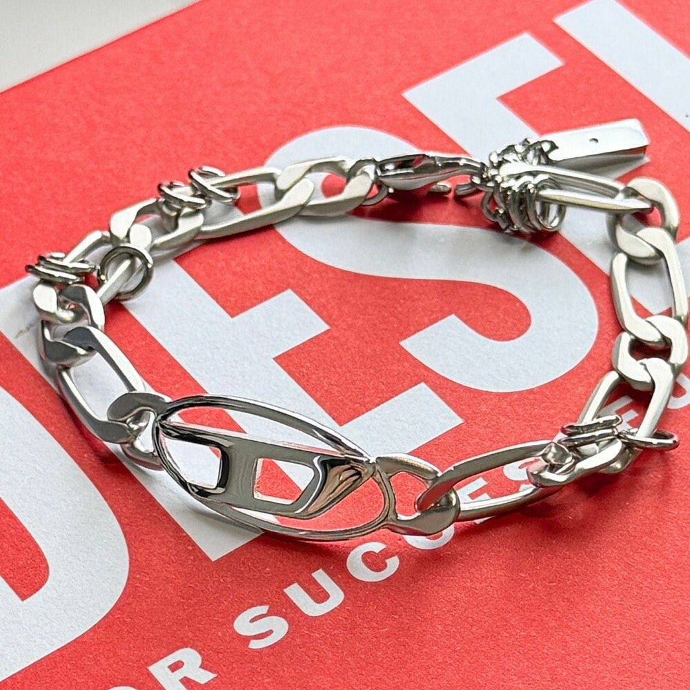 ディーゼル ブレスレット メンズ レディース DIESEL シルバー チェーンブレスレット ユニセックス ブランド アクセサリー おしゃれ プレゼント 男性 女性 誕生日 記念日 ギフト DX1599