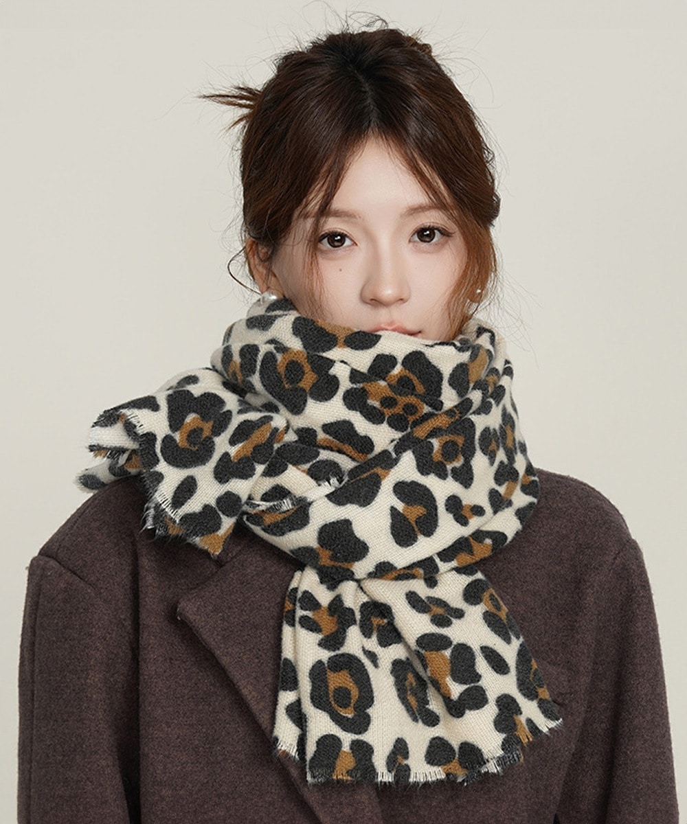 Qoo10 ストール レオパード柄 マフラー 帽子