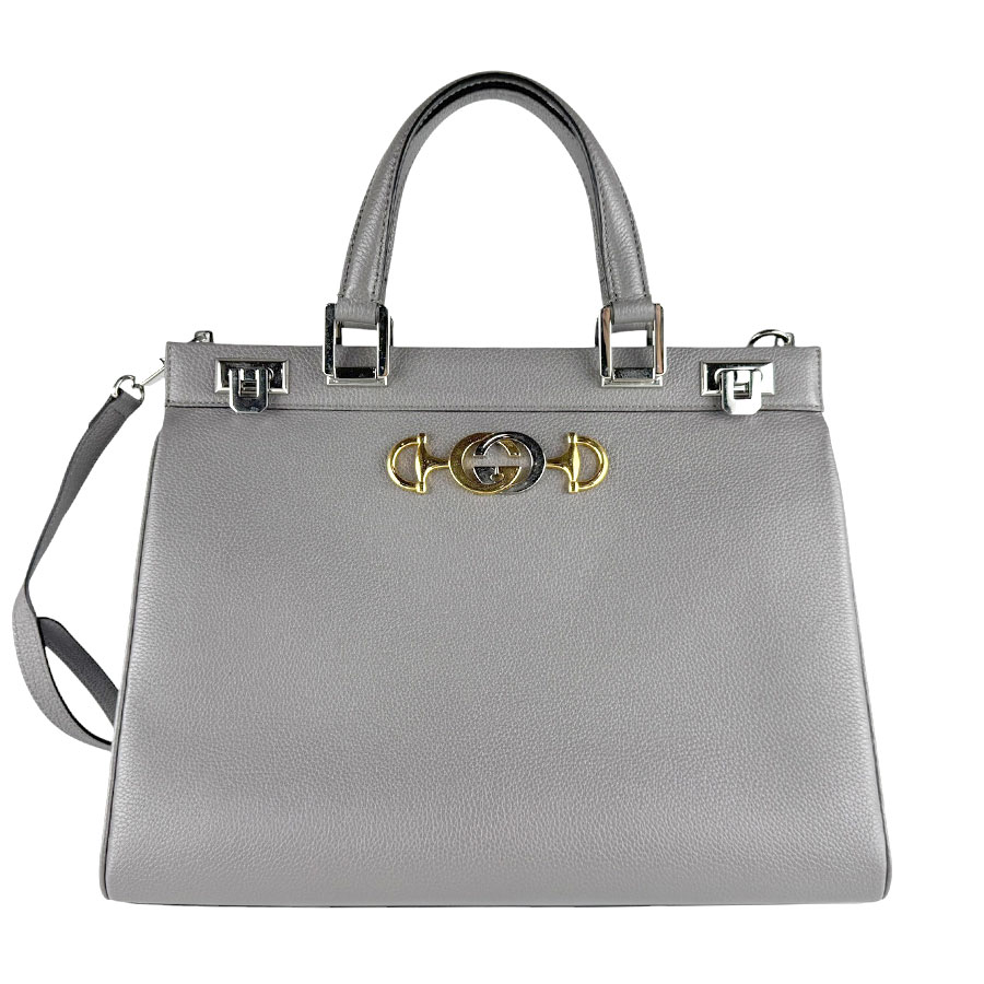 グッチ GUCCI ハンドバッグ ショルダーバッグ ズゥミ レザー グレー シルバー/ゴールド レディース 564714 z9817