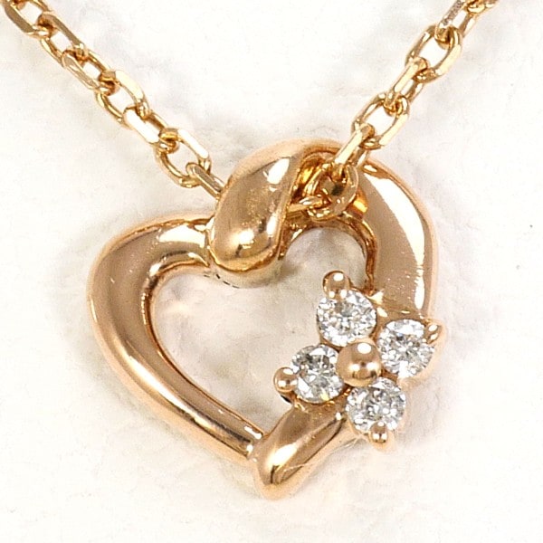 4℃ K10PG ネックレス ダイヤ 総重量約1.0g 約40cm ジュエリー 中古