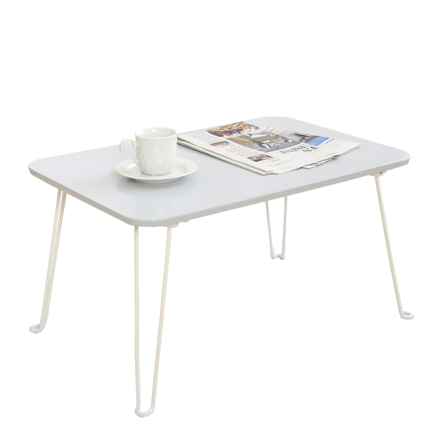 不二貿易 ローテーブル 折りたたみテーブル くすみカラー 幅60×奥行40×高さ32cm コンパクト収納 グレー クレール 85380