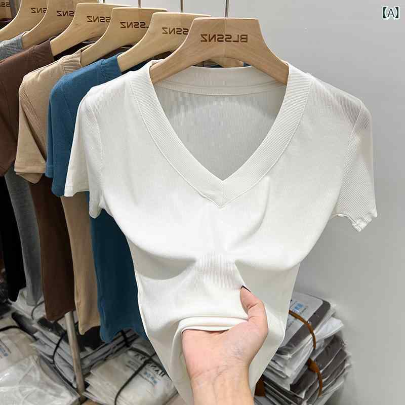レディース トップス おしゃれ エレガント 通勤 オフィス カジュアル レディース トップス 無地 v ネック t シャツ 半袖 シャツ 半袖 夏 綿 t シャツ スリム 7,424円