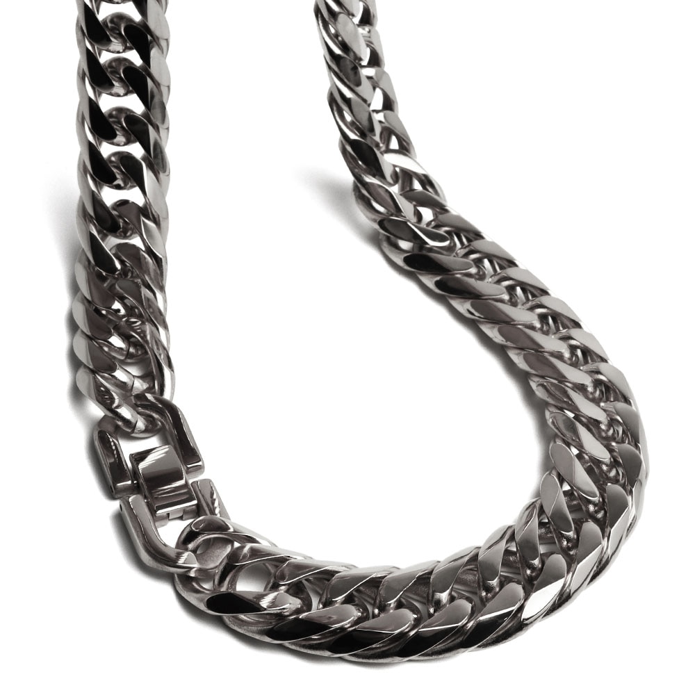 ステンレス 太幅のダブル喜平ネックレス シルバータイプ 幅13mm 3サイズ [n348-s-13mm]