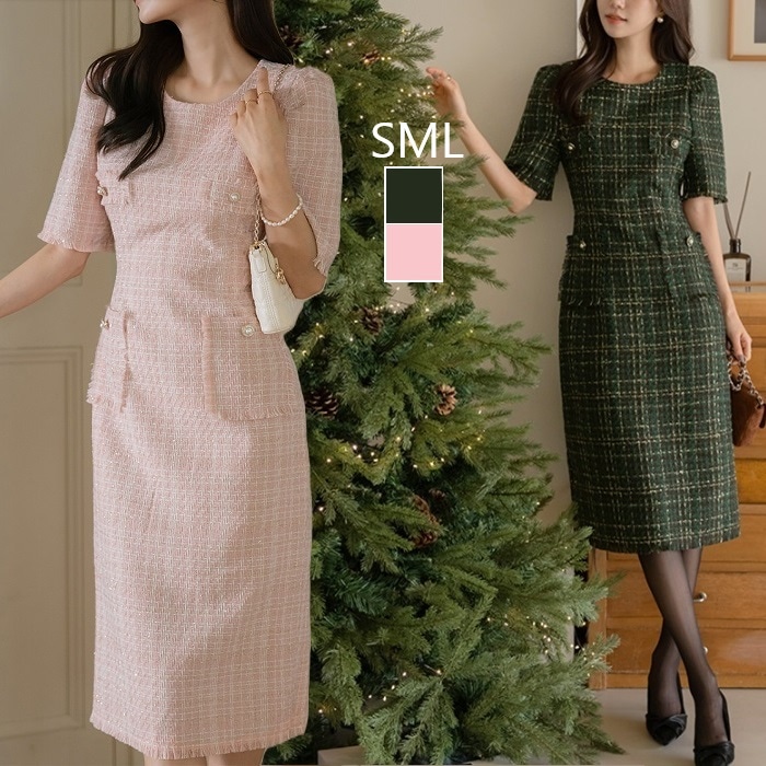 ワンピース 結婚式 ツイード ウール混 半袖 卒園 卒業 入園 入学 7,543円