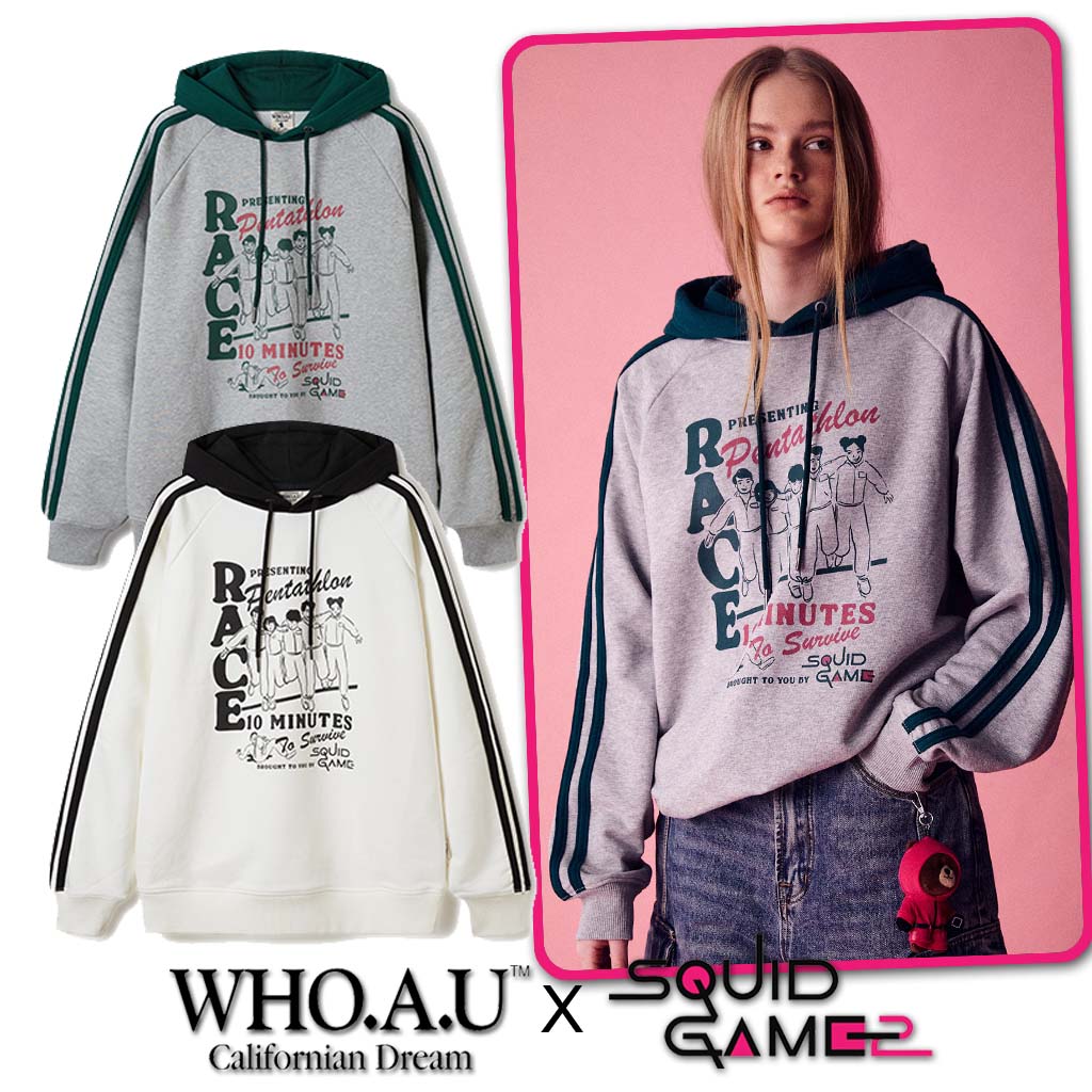 [企画限定品] [WAUX SQUID GAME] Track Line Hoodie 2color フーアーユー トラック ライン フード 2種 / ユニセックス