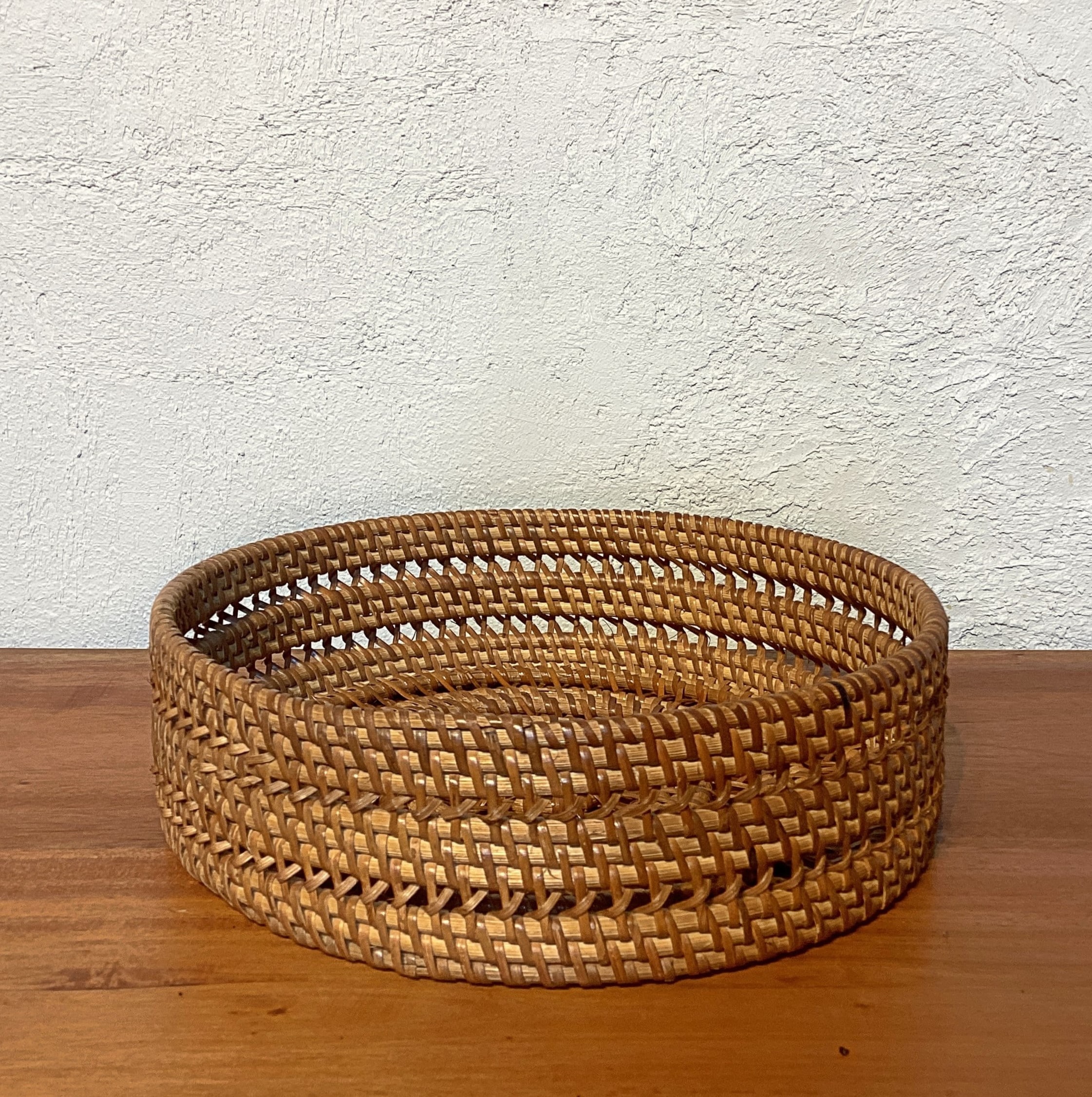 アタ製 手編みバスケット 網目 ラウンド 収納バスケット 中（ata-022）