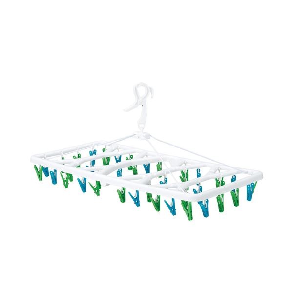 （まとめ） 軽量 洗濯ハンガー/ピンチハンガー グリーン＆ブルー 40ピンチ 樹脂製フレーム 20個セット