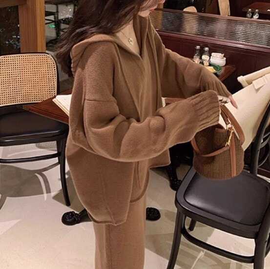 ニットスウェット ニットスカート 2点セット セットアップ デート 高級 ニッチ カーディガン 長袖 ニット かわいい 大人可愛い きれいめ シンプル カジュアル 大人 上品 おしゃれ お洒落