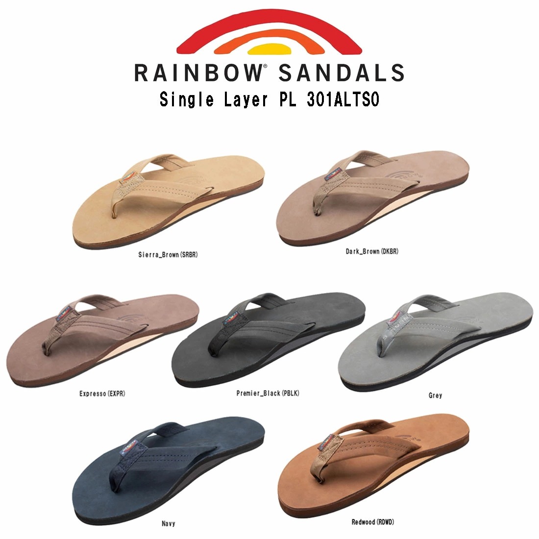RAINBOW SANDALS ビーチサンダル スリッパ ヌバック レザー サーファー シングルレイヤー(薄底) メンズ 301ALTS0