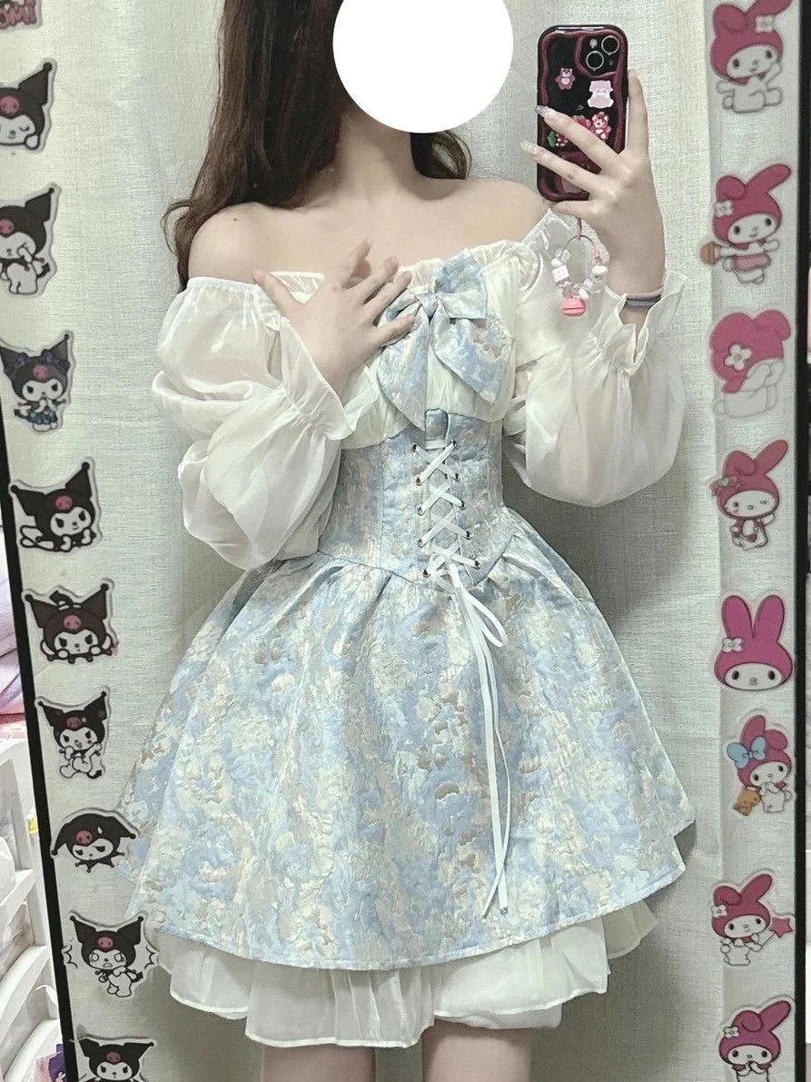 ポンポンスカート脚魅せミニスカート 着痩せ 大人気ロリスーツパーティードレスロリータドレスティーブレイクドレス