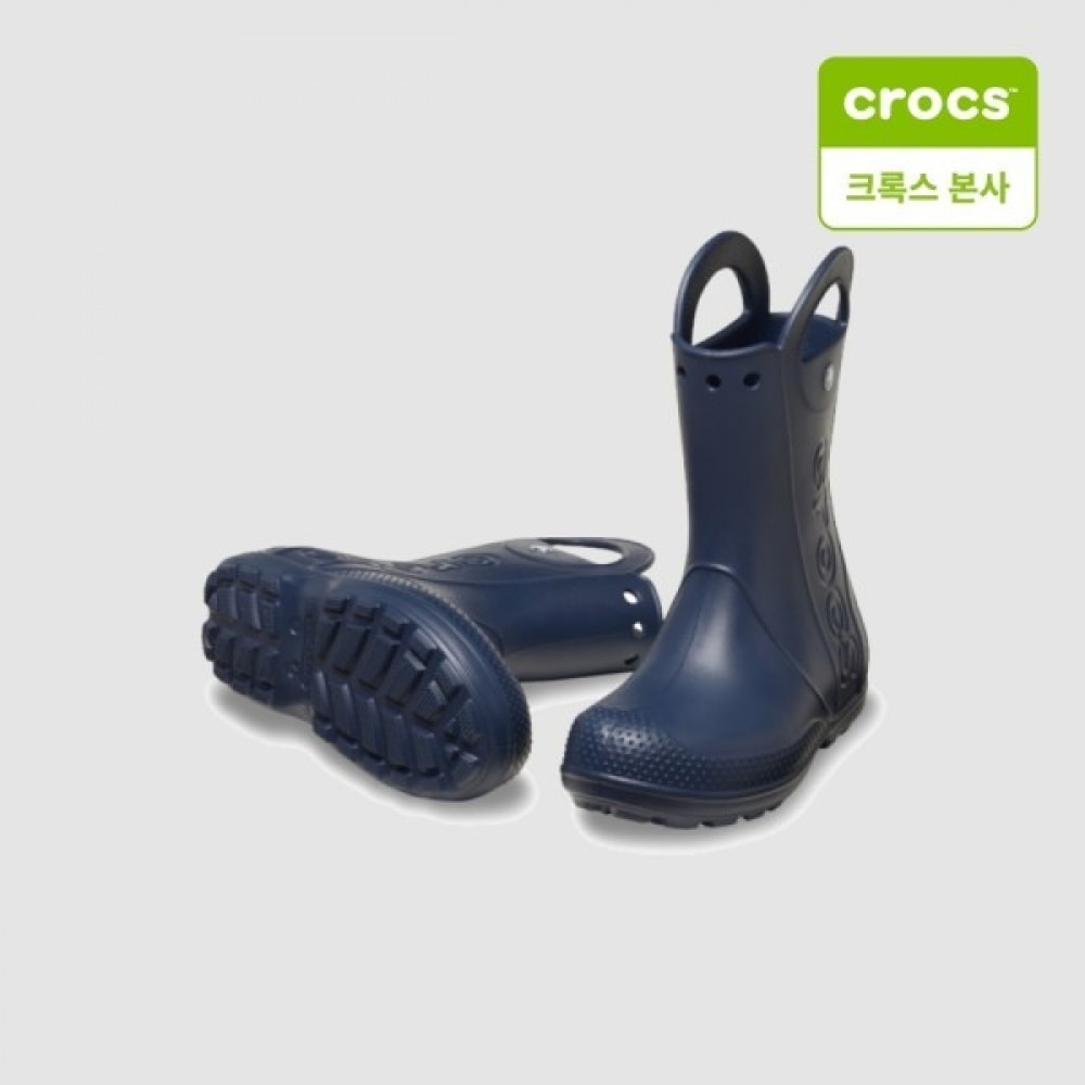 クロックス キッズ ハンドル イット レインブーツ ネイビー 211056-410
