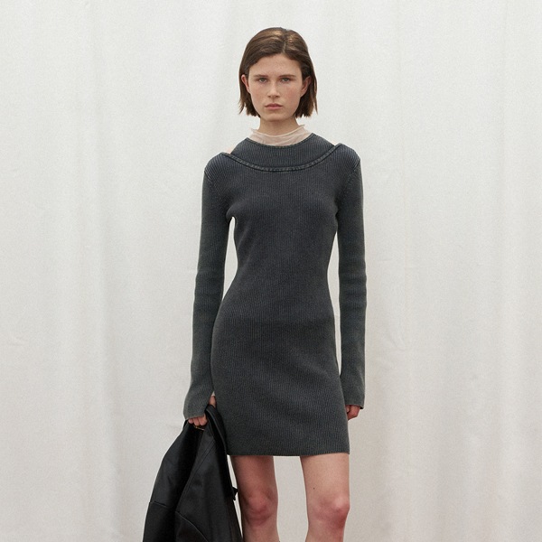 (OP-6220)LAYERED KNIT DRESS