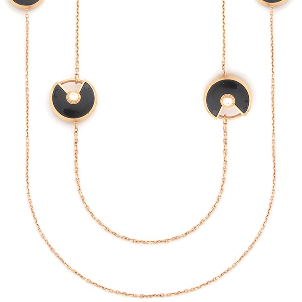 カルティエ Cartier ネックレス アミュレット ドゥ 6モチーフ ロングネックレス K18PG ダイヤモンド オニキス ブラック×ピンクゴールド 750 【ケース】【中古】