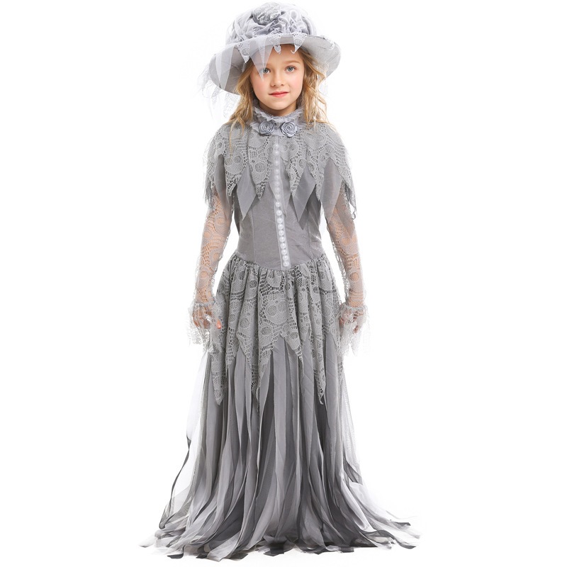 ハロウィン衣装子供コスプレゴースト花嫁衣装女の子服スケルトンプリンセス衣装女の子