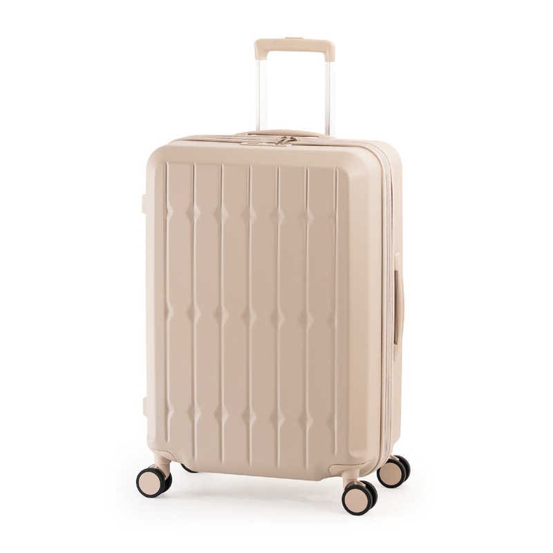 A.L.I スーツケース ジッパータイプ 宿泊目安:4~6日間 66L ドリンクホルダー付き ダブルキャスター ラテ ALI-6030SD-24W