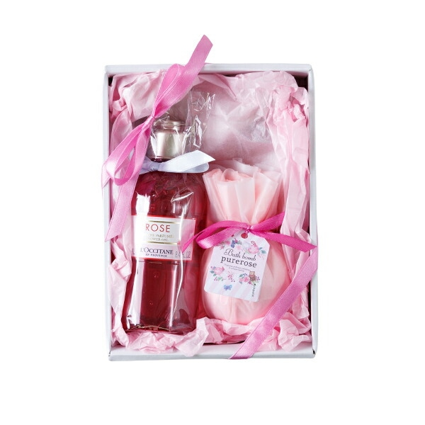 誕生日 プレゼント 女性 ローズ シャワージェル250mL バスボム1個 ギフト 2点セット お祝い 退職 就職 妻 奥さん 喜ばれるギフト