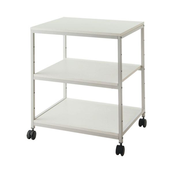 シンプルデスクワゴンN 3段 幅600x奥行485x高さ715mm ホワイト 1台