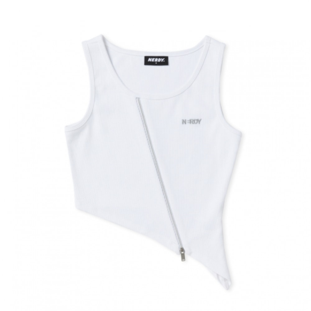 NERDY 女性用スパークリングロゴノースリーブトップホワイト