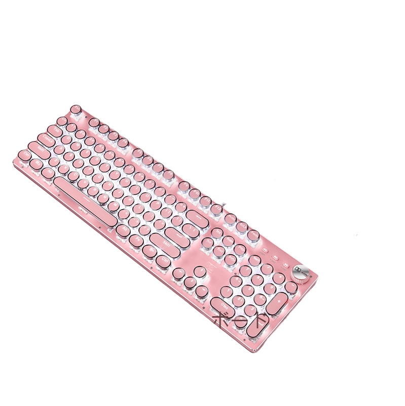 女の子ピンク本物のメカニカルキーボードオフィスタイピングゲーム