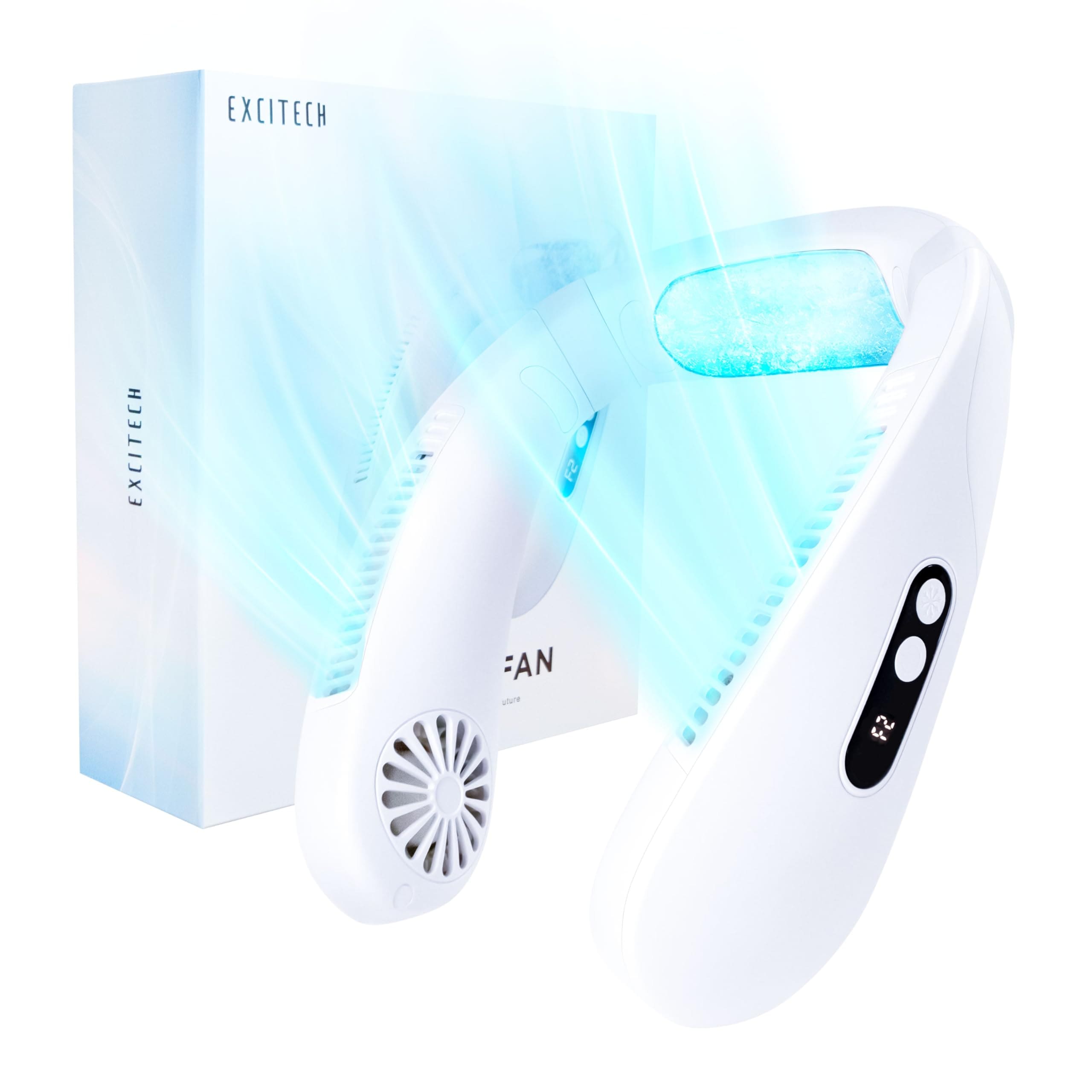 Excitech 【-15℃瞬間冷却ペルチェ素子】 ネッククーラー 冷却プレート 首掛け扇風機 ネックファン 羽根なし 携帯扇風機 大風量 超軽量 静音 プレゼント