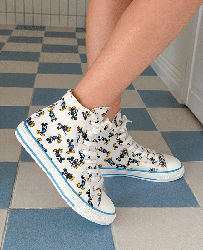 [MILOVANY] 【正式ライセンス】ディズニーキャンバスハイトップスニーカー3cm