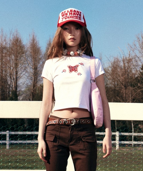 YOUHEE BUTTERFLY APLIQUE TSHIRTS WHITE YHSTEB009WT