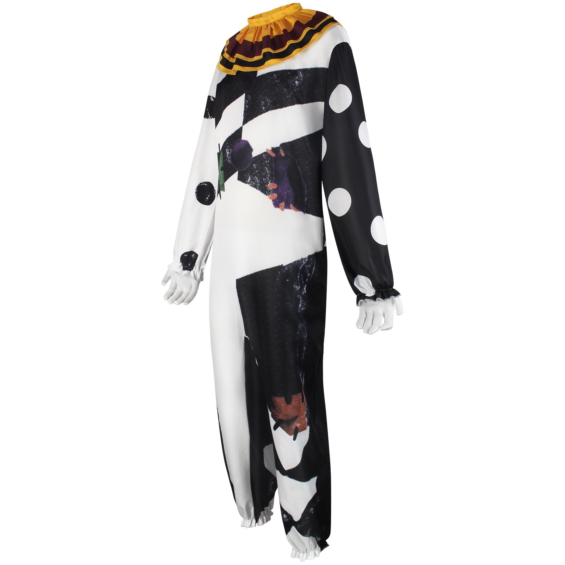 【SNS話題沸騰】白黒道化師恐怖連体服cos服ハロウィンコスプレ衣装コスプレ舞台ショー