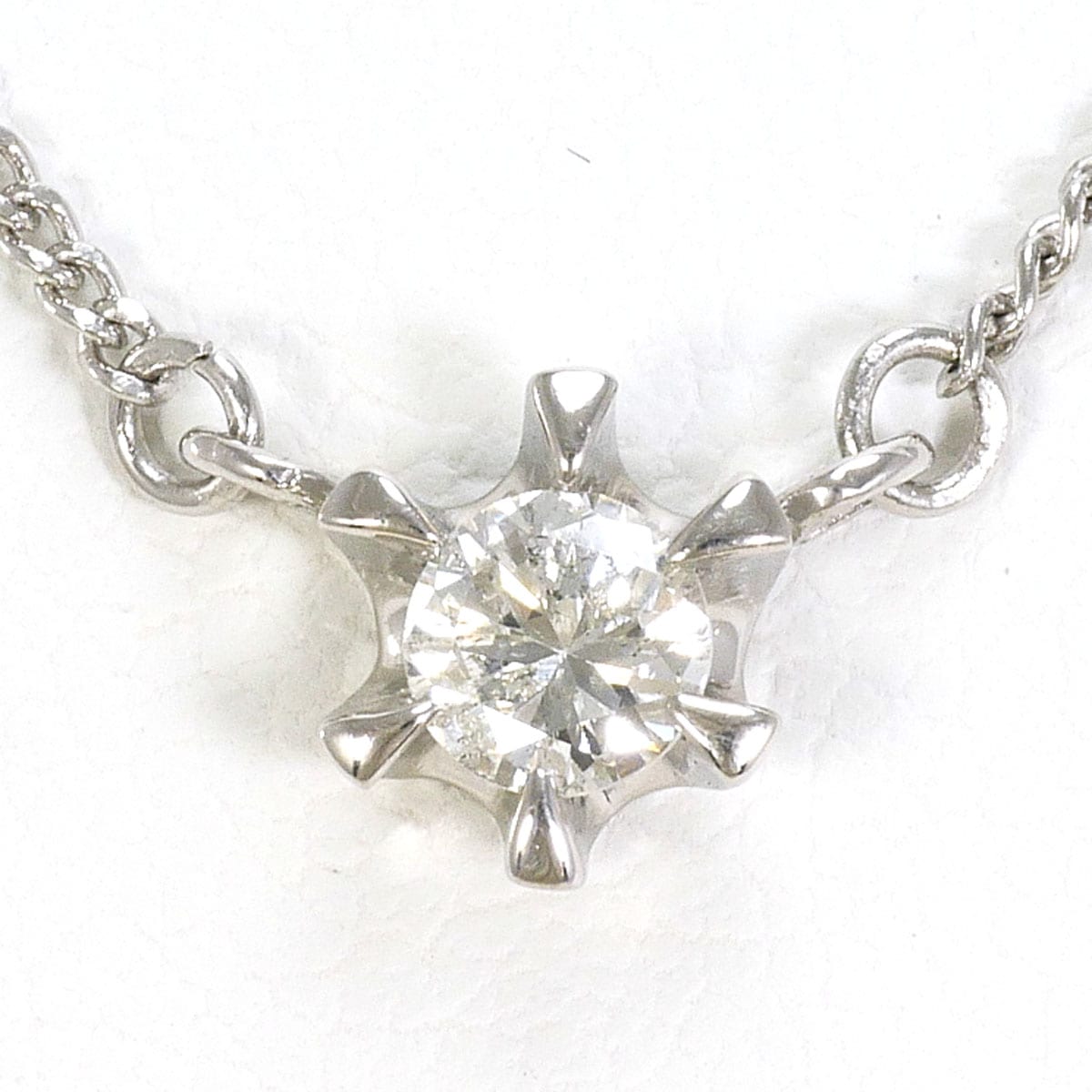 PT850 プラチナ ネックレス ダイヤモンド 0.19ct 総重量約2.6g 約41cm 中古