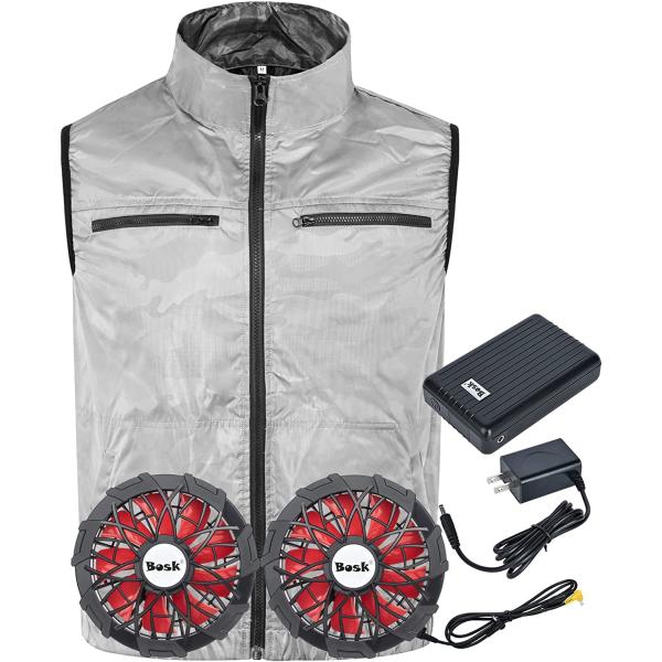 ファン付き作業服 セット 作業着 扇風服 空冷服 ベスト 防水 熱中症対策 アウトドア 12V高出力 16000mAh大容量 ブラシレスモーターファン 超大風量