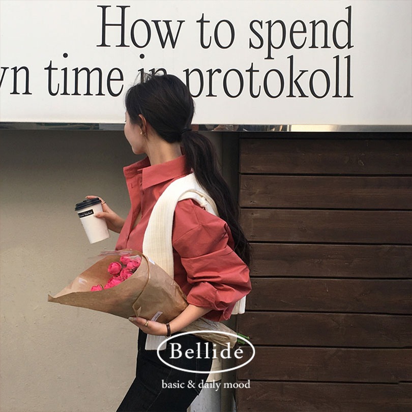 韓国の女性ファッション/ [MADE] ブリテンオーバーフィットコットンシャツ bs1153