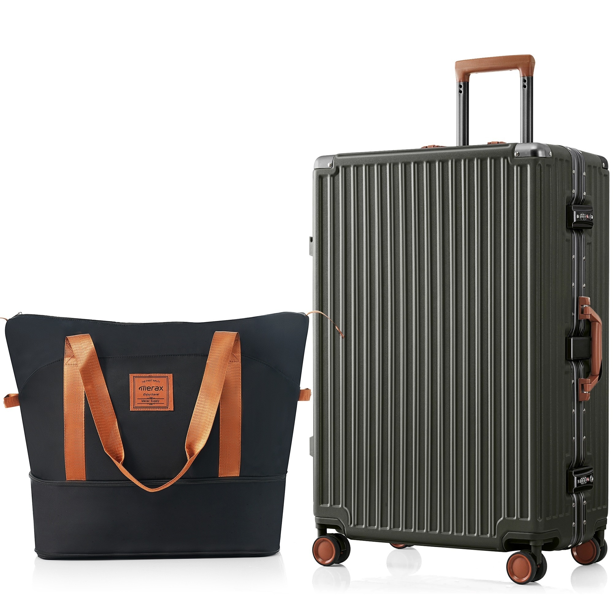 【国内即発送】スーツケース 機内持ち込み Sサイズ キャリーケース キャリーバッグ フレームタイプ フック式底足 防水ポケット Grey+Brown + ABS+PC + oxford fabricダ