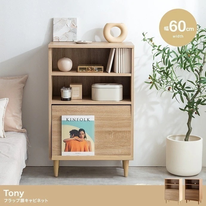 ラック 棚 扉付き キャビネット 木目柄 おしゃれ ナチュラルモダン フラップ扉 マガジンラック 幅60cm