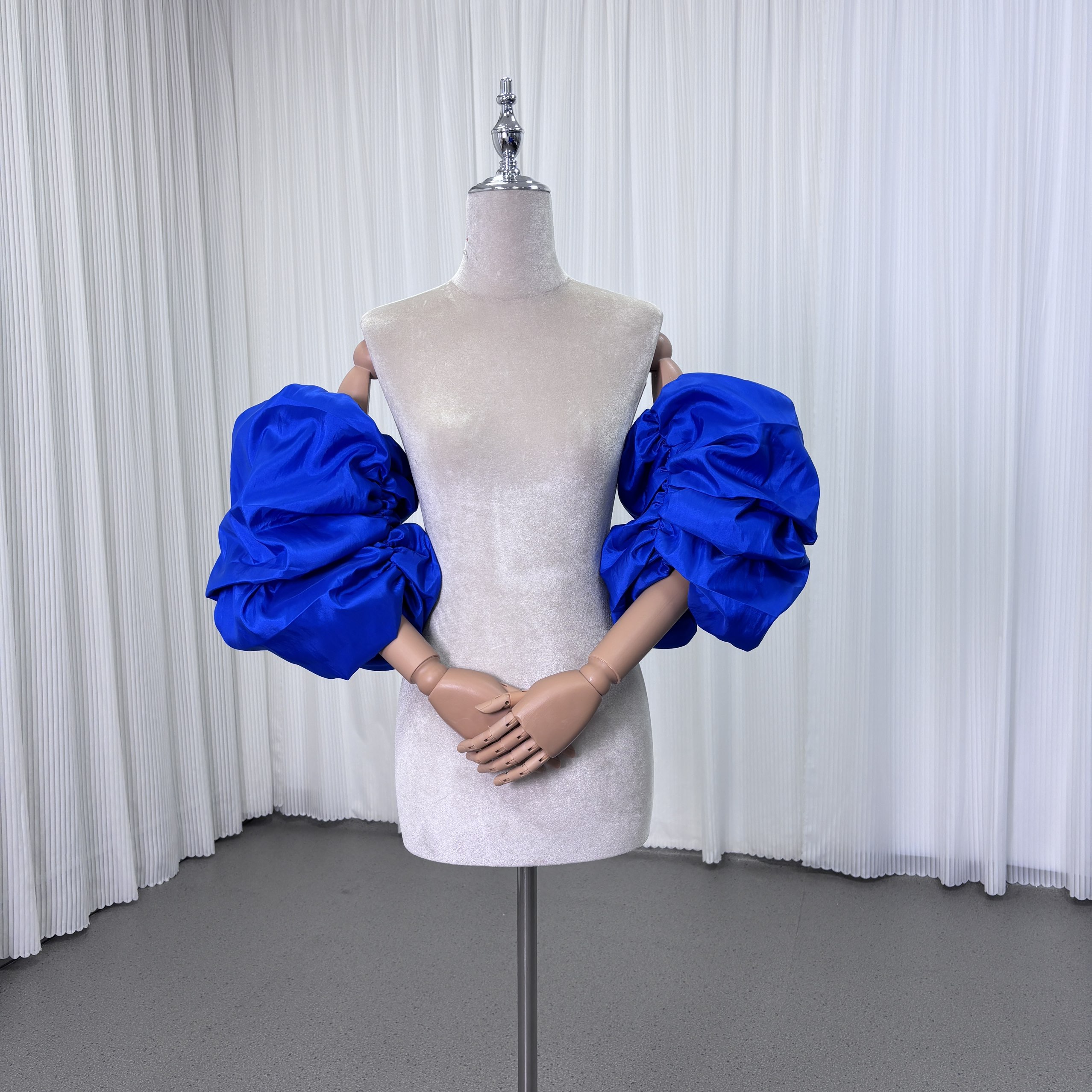 取り外し可能な付け袖 ジュエルネイビー スリット シルクタフタ 花嫁 前撮り
