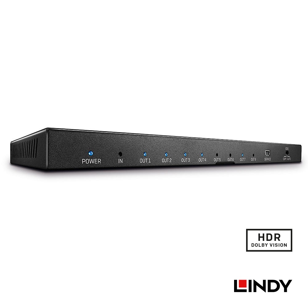 【38237】 LINDY HDMI 2.0 UHD 18G 4K@60Hz 分配器 1入力8出力