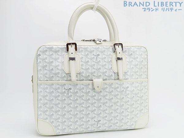 新品同様ゴヤールアンバサードPMブリーフケースビジネスバッグ書類かばんホワイトAMAAMBASSPM50