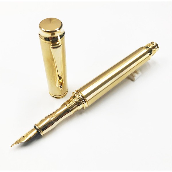 金属 万年筆/文房具 (真鍮 ゴールドカラー) 日本製 中太字 文具 オフィス用品 ステーショナリー『Metal Pen』