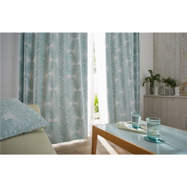 遮光 カーテン 約幅100×丈178cm カサネ ライトブルー 1枚入 2級遮光 タッセル付 形状記憶加工 日本製 デザインライフ