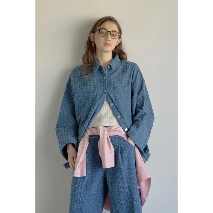 crush denim big cuffs shirt / クラッシュデニムビッグカフスシャツ 77-004559