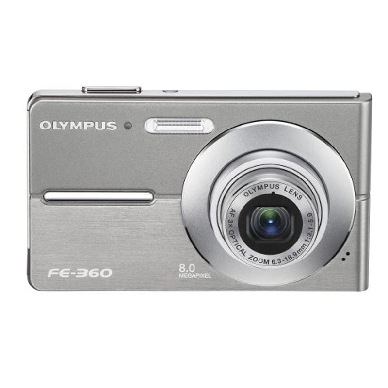 Olympus FE360 8MP Digital Camera with 3x Optical Dual Zoom (Silver) by
