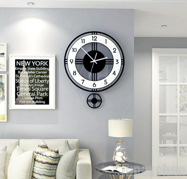 まとめ買い得壁掛け時計 振り子時計 モノトーン 壁掛け ウォールクロック 欧風 アナログ アメリカンクロック インテリア 壁飾り 静音 おしゃれ かっこいい モダン レトロ クラシック