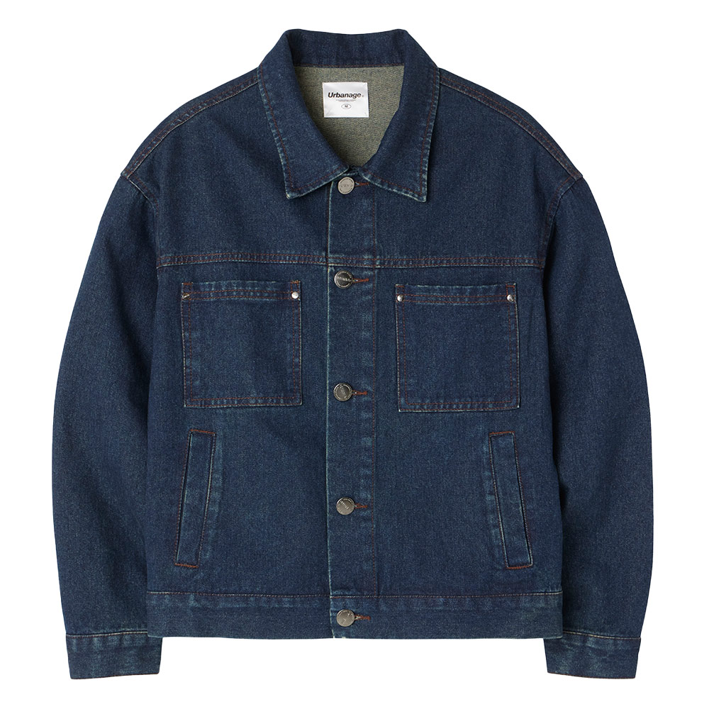 Authentic Washing Denim Trucker Jacket_Dark Blue